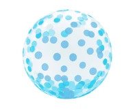 Aqua - crystal balloon, blue dots, 18" EOL