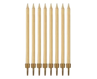 Birthday candles B&C with holders, gold 10 cm, 8 pcs.