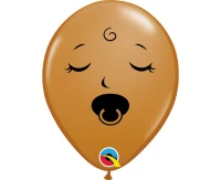 Balloons Anagram 5", QL face with pacifier, brown, 100pcs EOL