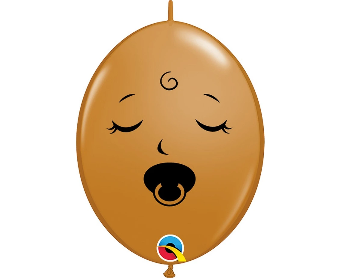 Balloons Anagram 6", QL face with pacifier, brown, 50pcs EOL