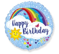 Foil balloon 18" FX - Happy Birthday, with a rainbow,  unpacked (flat) EOL