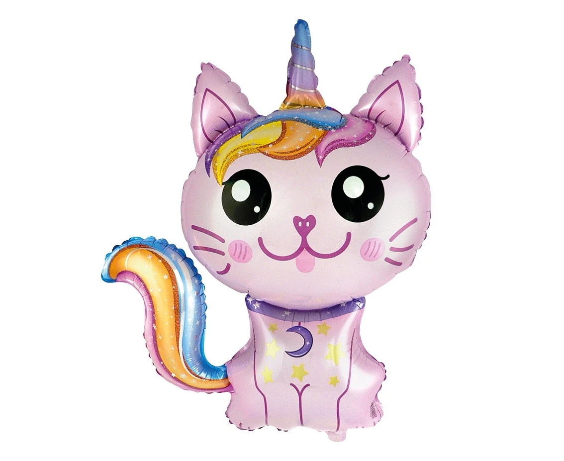Foil balloon 24" FX - Magic cat (pink),  unpacked (flat)