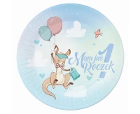 Paper plates 1st Birthday collection - Kangaroo, 300 gsm, 23 cm, 6 pcs. EOL