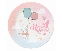 Paper plates 1st Birthday collection - Rabbit, 300 gsm, 23 cm, 6 pcs. EOL