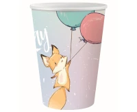 Paper cups Happy Birthday collection - Fox, 6 pcs. EOL
