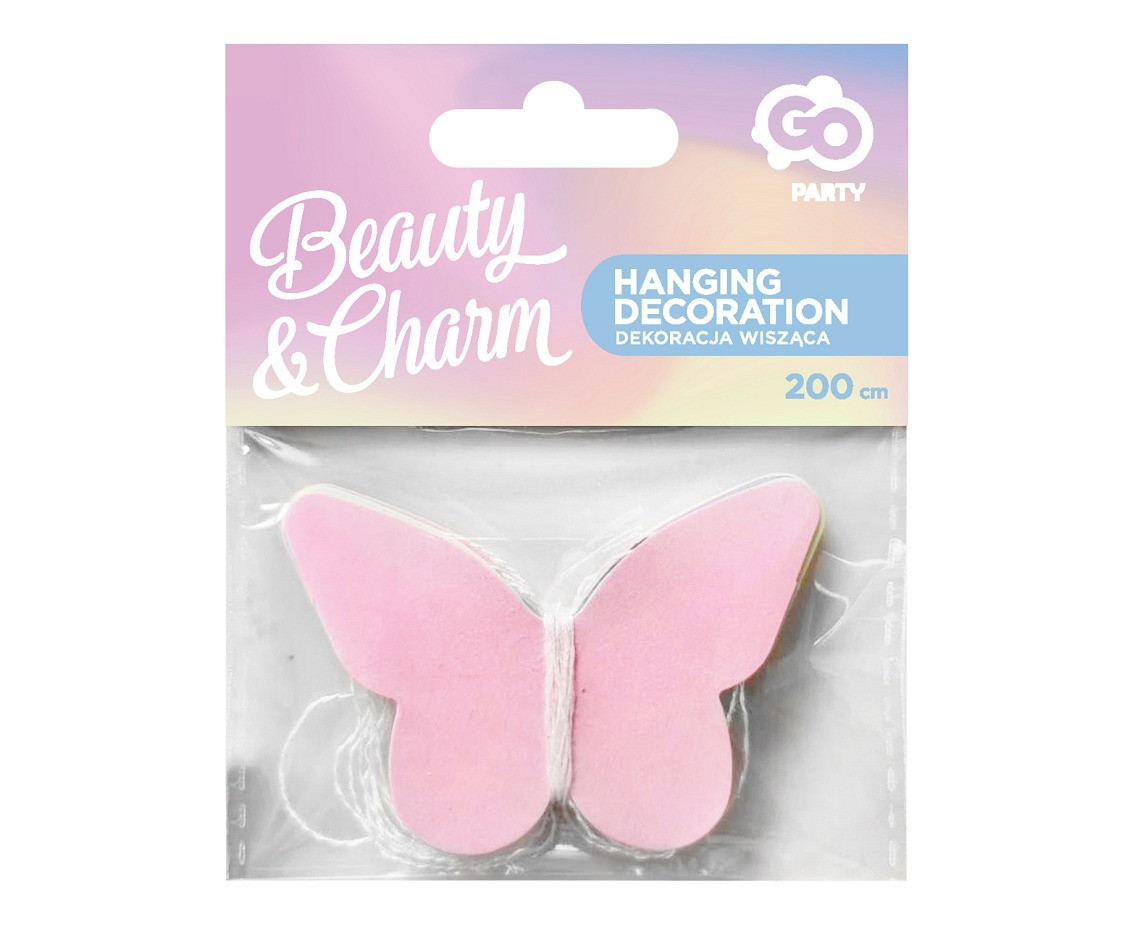 Hanging decoration Pastel Butterfly, size 7.5 cm, length 200 cm EOL