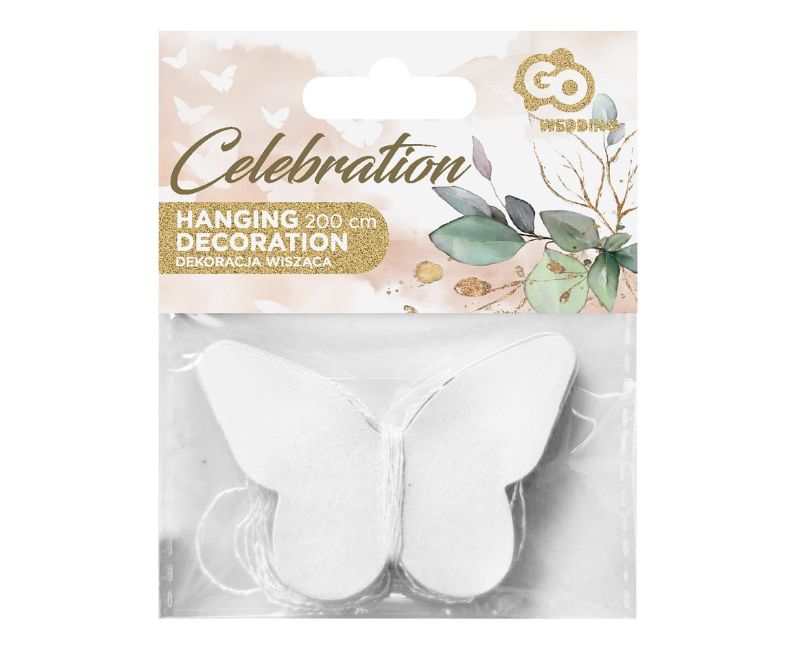 Hanging decoration White Butterfly, size 7.5 cm, 200 cm EOL
