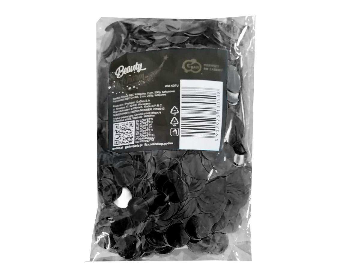 Foil confetti Circles, 2 cm, 250g, black EOL