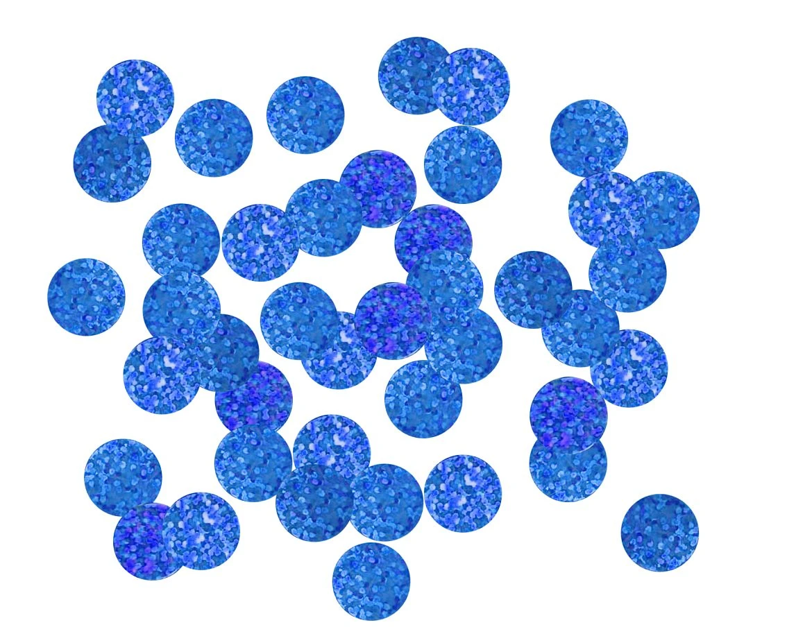 Foil confetti Circles, 2 cm, 250g, holographic blue EOL