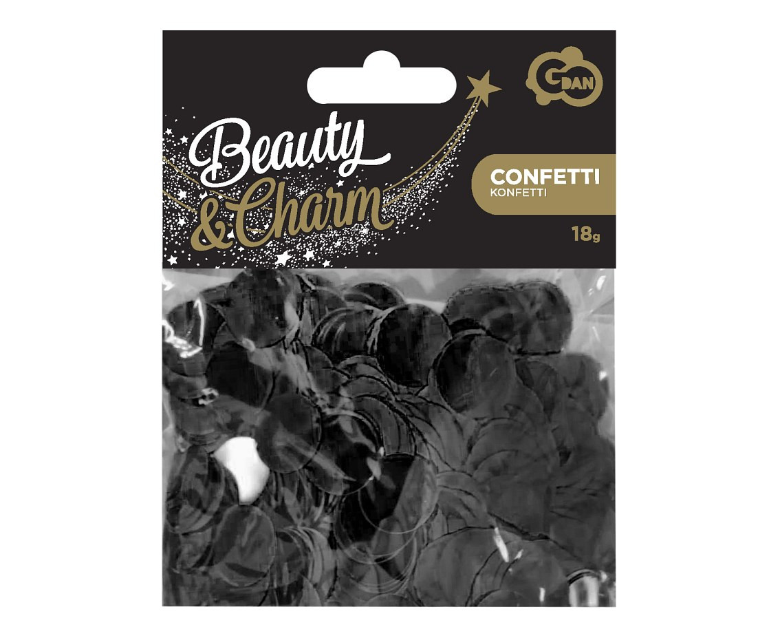 Foil confetti Circles, 1.5 cm, 18g, black EOL
