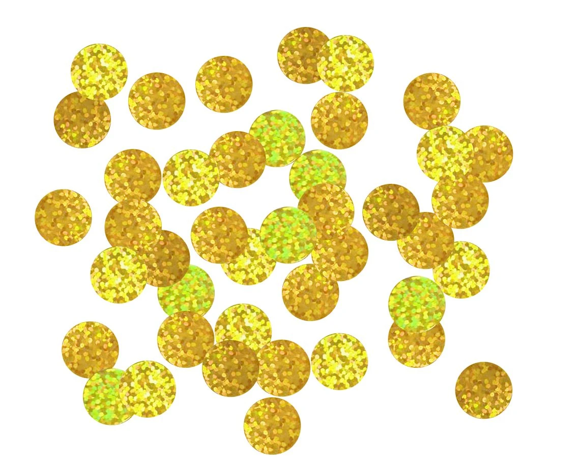 Foil confetti Circles, 1.5 cm, 18g, holographic gold EOL