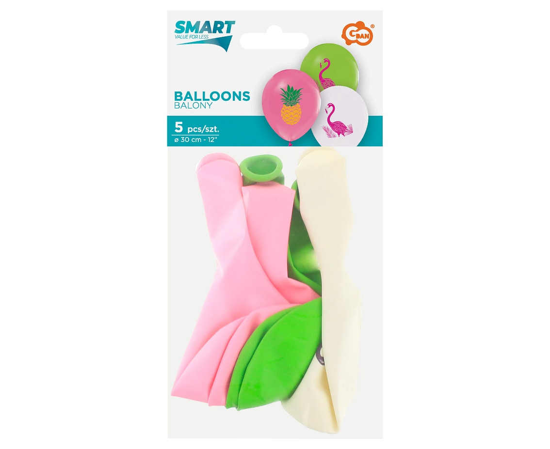 Balloons Flamingo & Pineapple, 12" / 5 pcs.