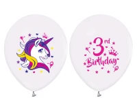 3rd Birthday balloons (Unicorns), 12" / 5 pcs. EOL