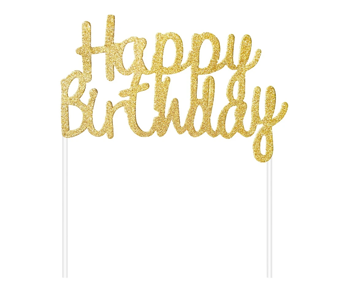 Paper decoration Happy Birthday, gold, 11x14 cm