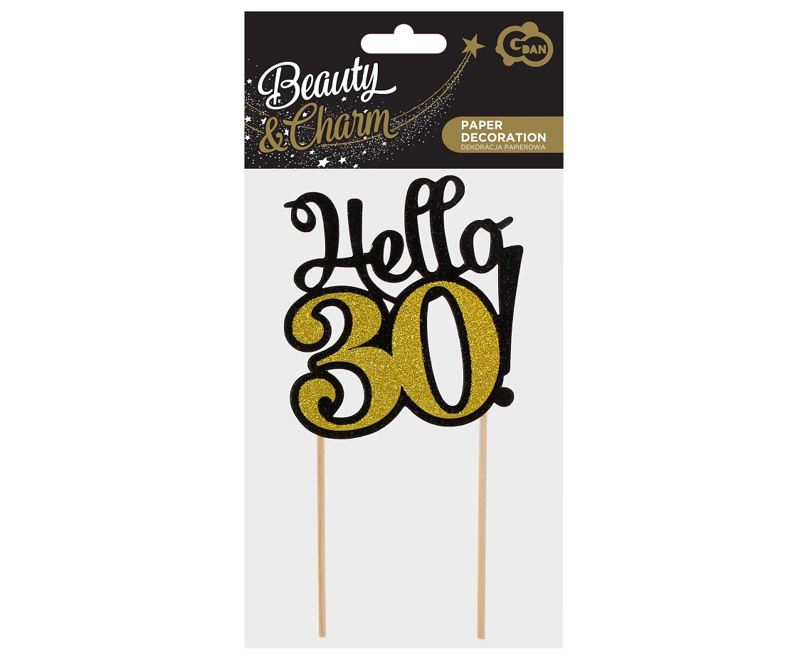 Glitter paper decoration 30, black and gold, 10x19 cm EOL