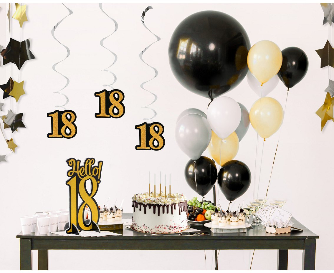 Glitter paper centerpiece 18, black and gold, 19x30 cm EOL