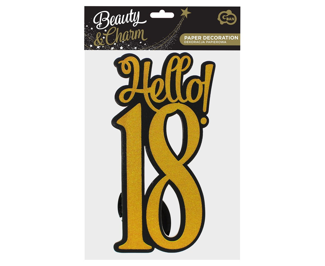 Glitter paper centerpiece 18, black and gold, 19x30 cm EOL
