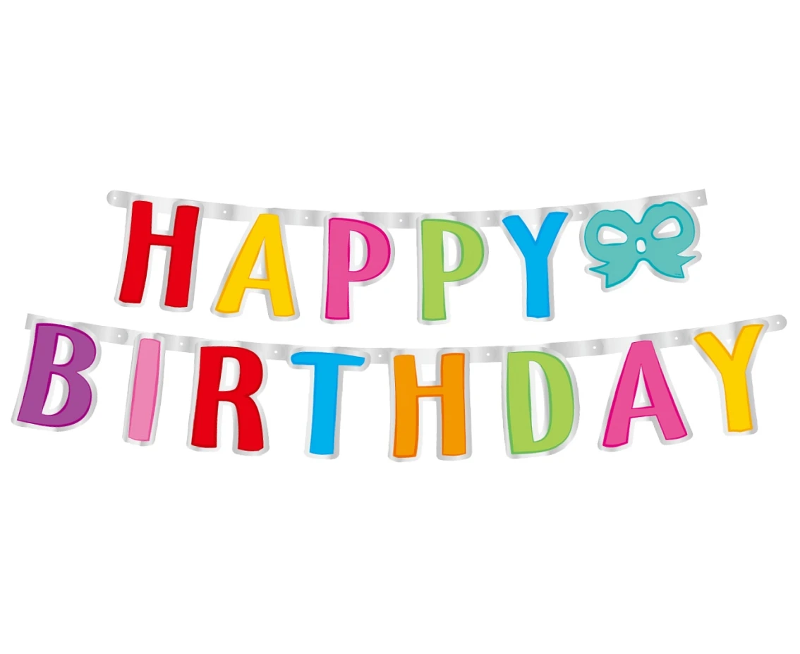 Paper garland Happy Birthday, colorful, 160x14 cm EOL