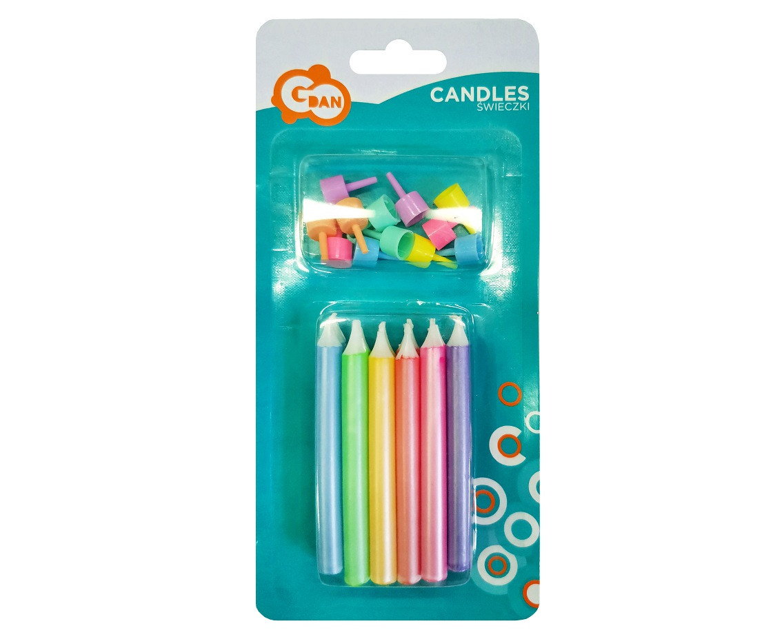 Colourful candles Jumbo, pearl colours assorted, 12 pcs