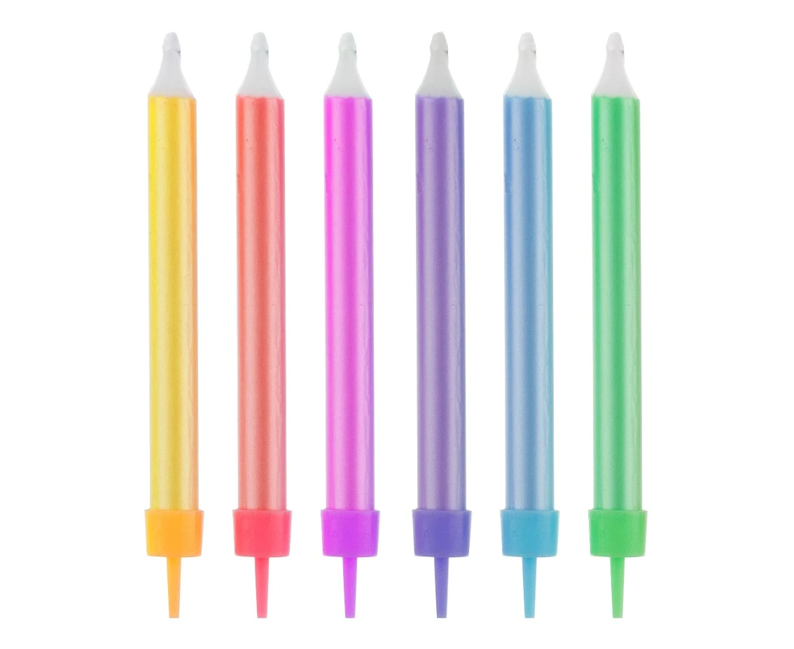 Colourful candles Jumbo, pearl colours assorted, 12 pcs