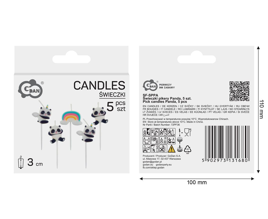 Pick candles Panda, 5 pcs EOL