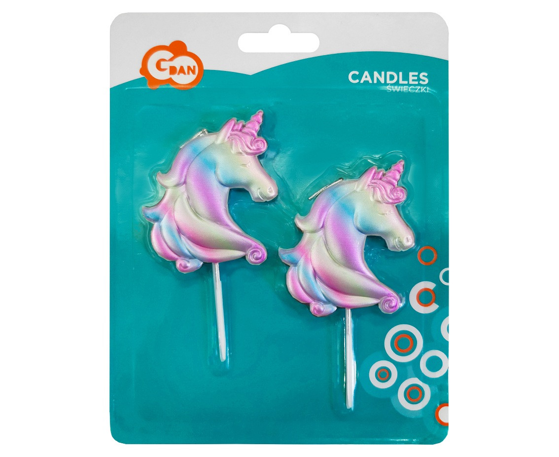 Pick candles Unicorns, iridescent, 2 pcs EOL