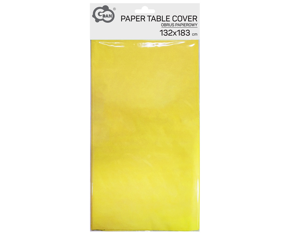 Paper tablecloth yellow, size 132 x 183 cm