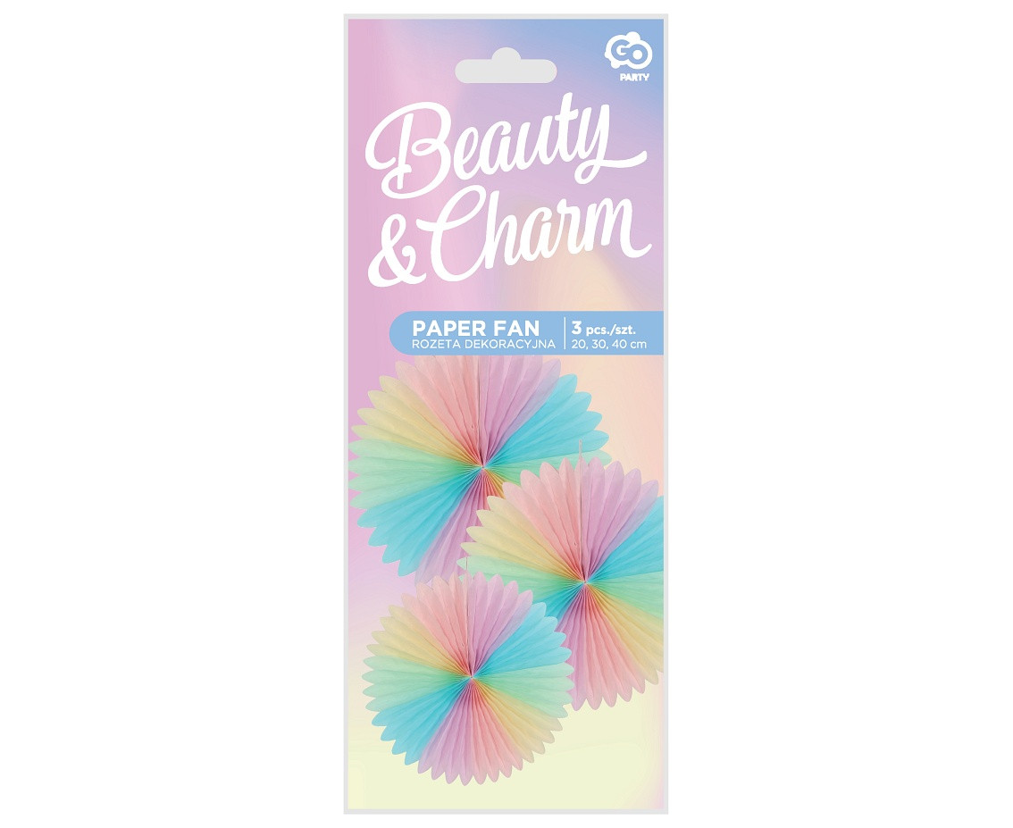 Paper fan, multicolour, 3 pcs (20. 30, 40 cm) EOL