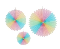 Paper fan, multicolour, 3 pcs (20. 30, 40 cm) EOL