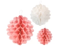 Honeycomb ball, 3 balls, pink colours assorted (15, 22, 29 cm)