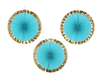 Paper fan, blue, 40 cm, 3 pcs EOL