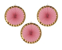 Paper fan, pink, 40 cm, 3 pcs