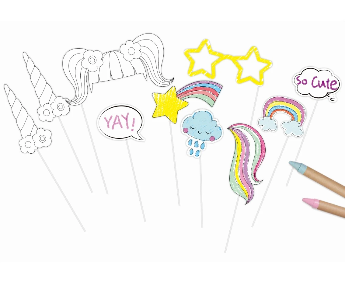 Photo booth props DIY - Unicorn, 10 elements EOL