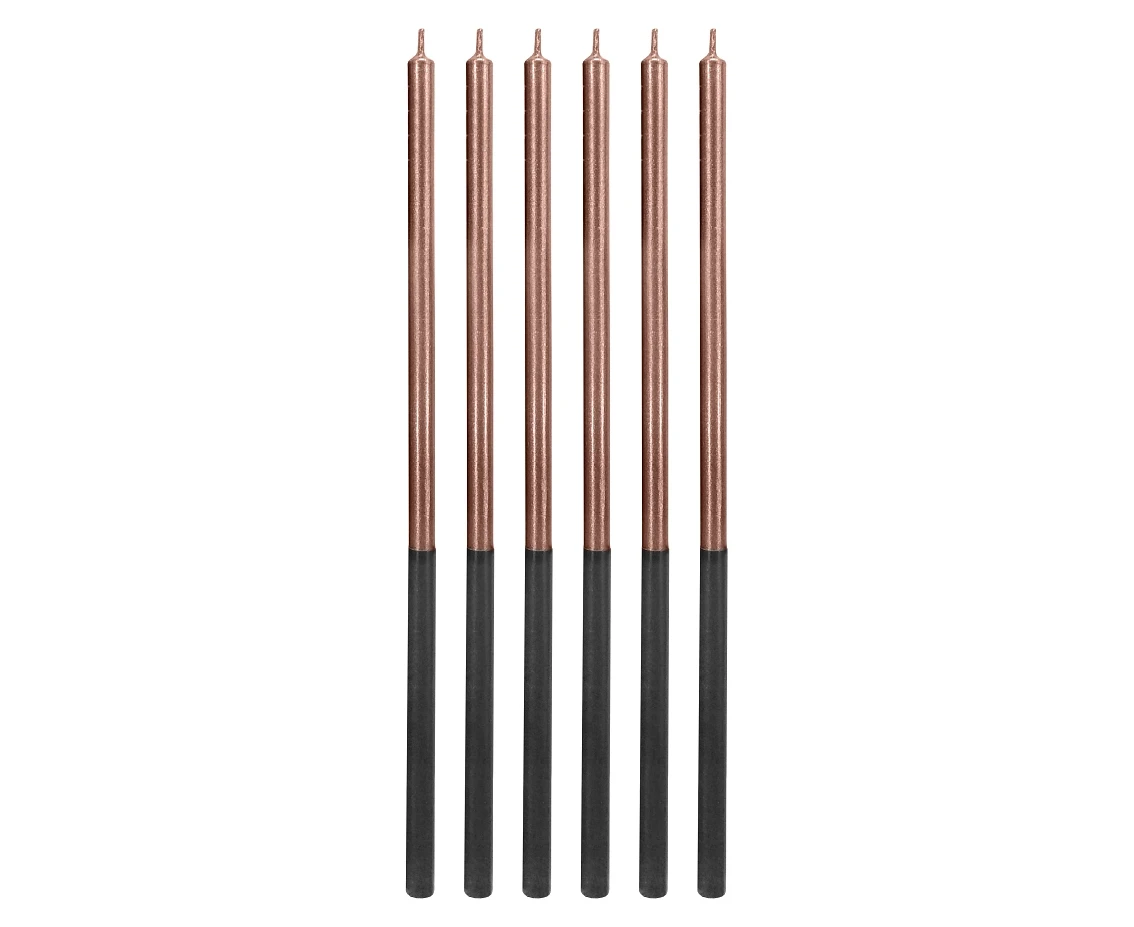 Birthday candles Platinum, rose gold, size 14.5 cm, 6 pcs.