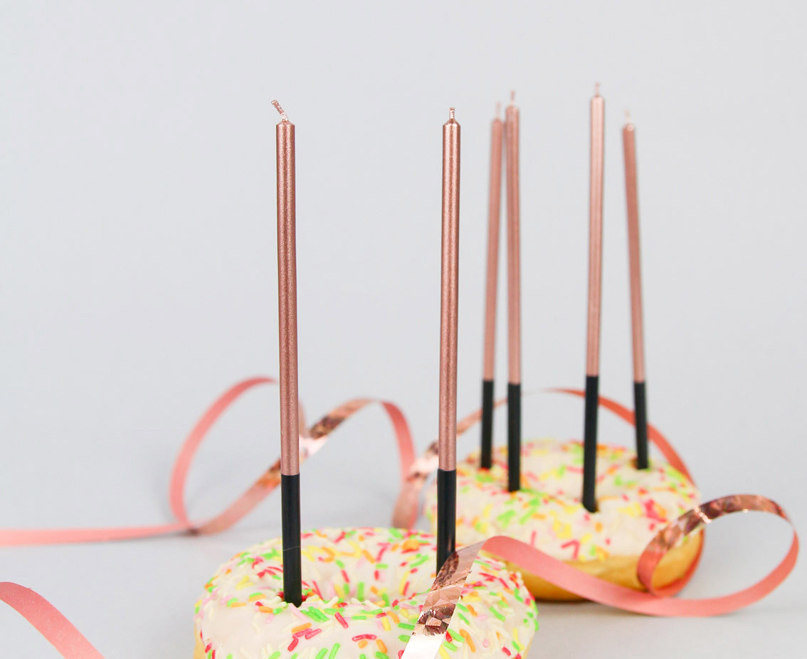 Birthday candles Platinum, rose gold, size 14.5 cm, 6 pcs.