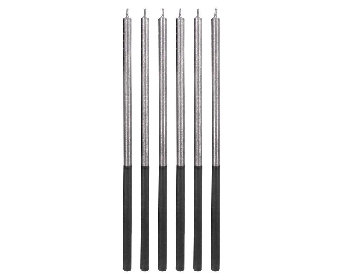 Birthday candles Platinum, silver, size 14.5 cm, 6 pcs.