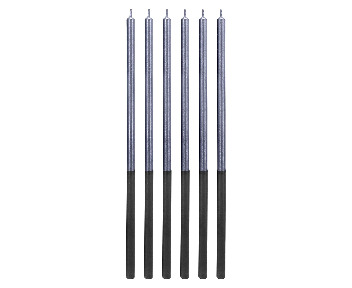 Birthday candles Platinum, blue, size 14.5 cm, 6 pcs.