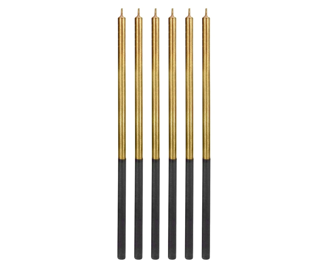 Birthday candles Platinum, gold, size 14.5 cm, 6 pcs.