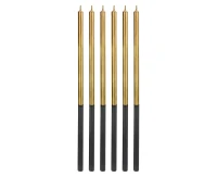 Birthday candles Platinum, gold, size 14.5 cm, 6 pcs.