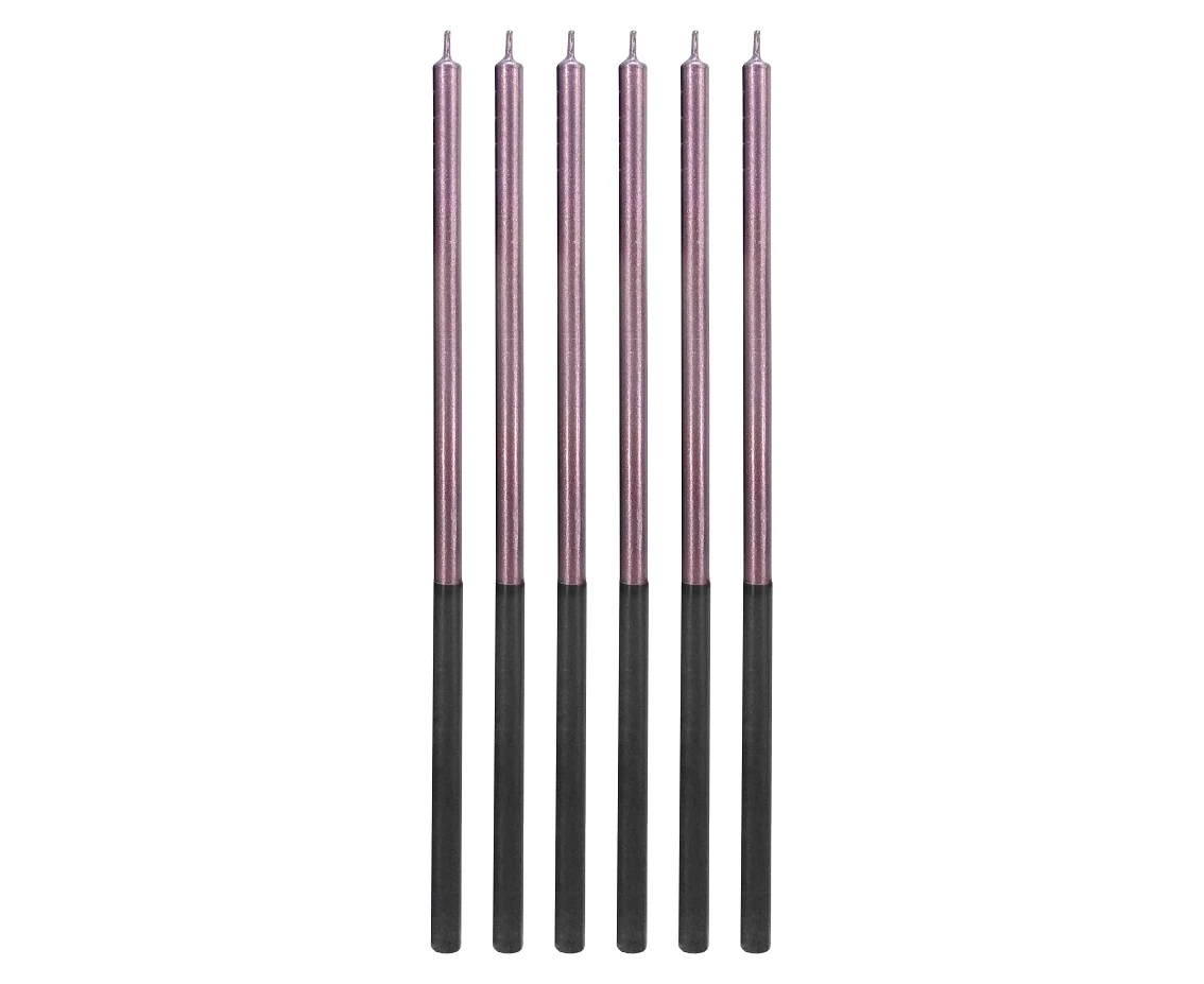 Birthday candles Platinum, lilac, size 14.5 cm, 6 pcs.