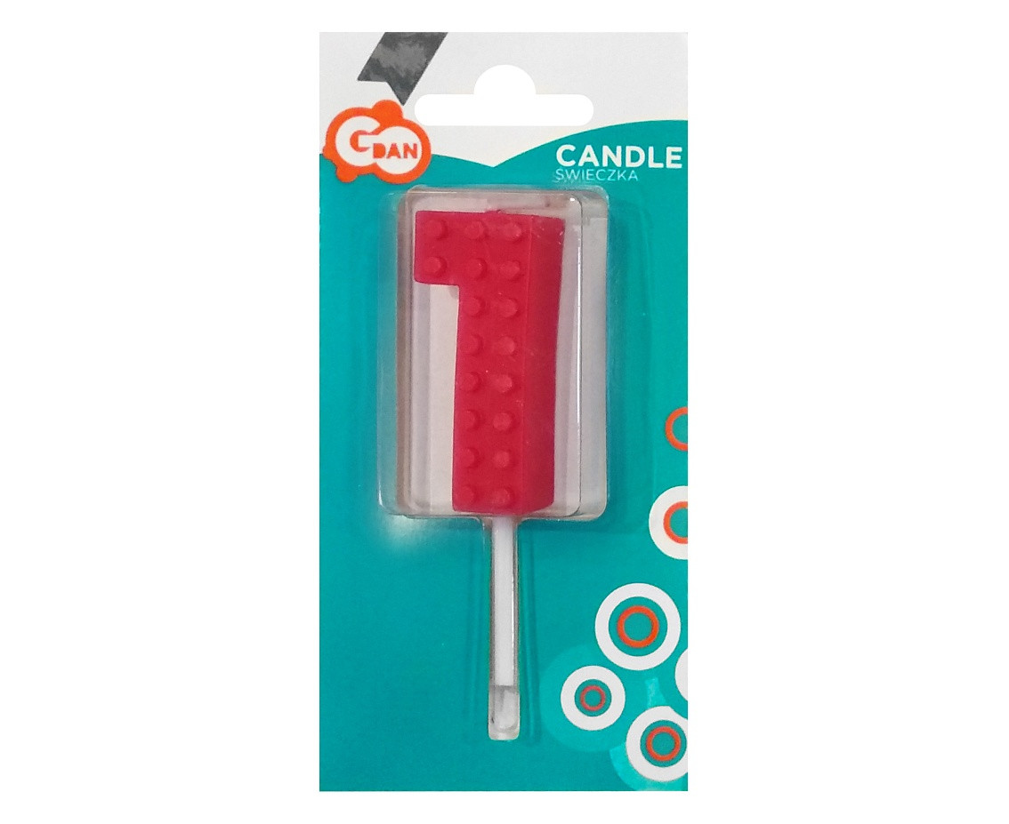 Building Blocks birthday candle, digit 1, size 5.5 cm