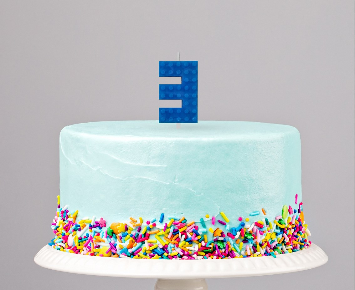 Building Blocks birthday candle, digit 3, size 5.5 cm