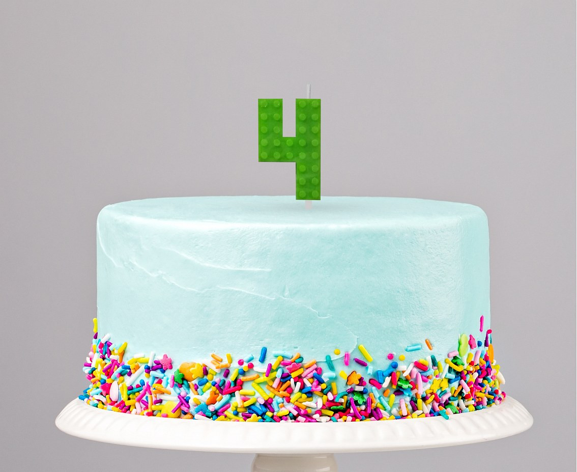 Building Blocks birthday candle, digit 4, size 5.5 cm