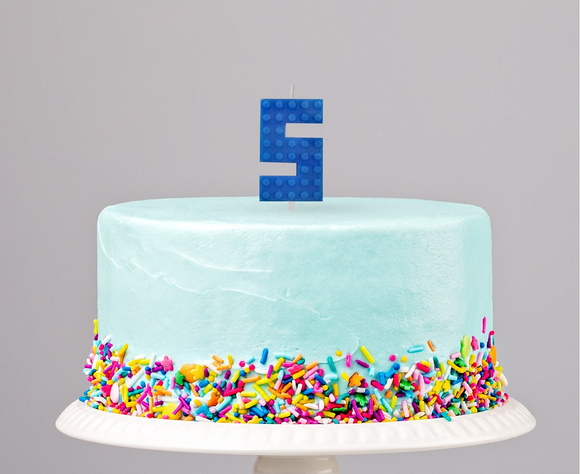 Building Blocks birthday candle, digit 5, size 5.5 cm