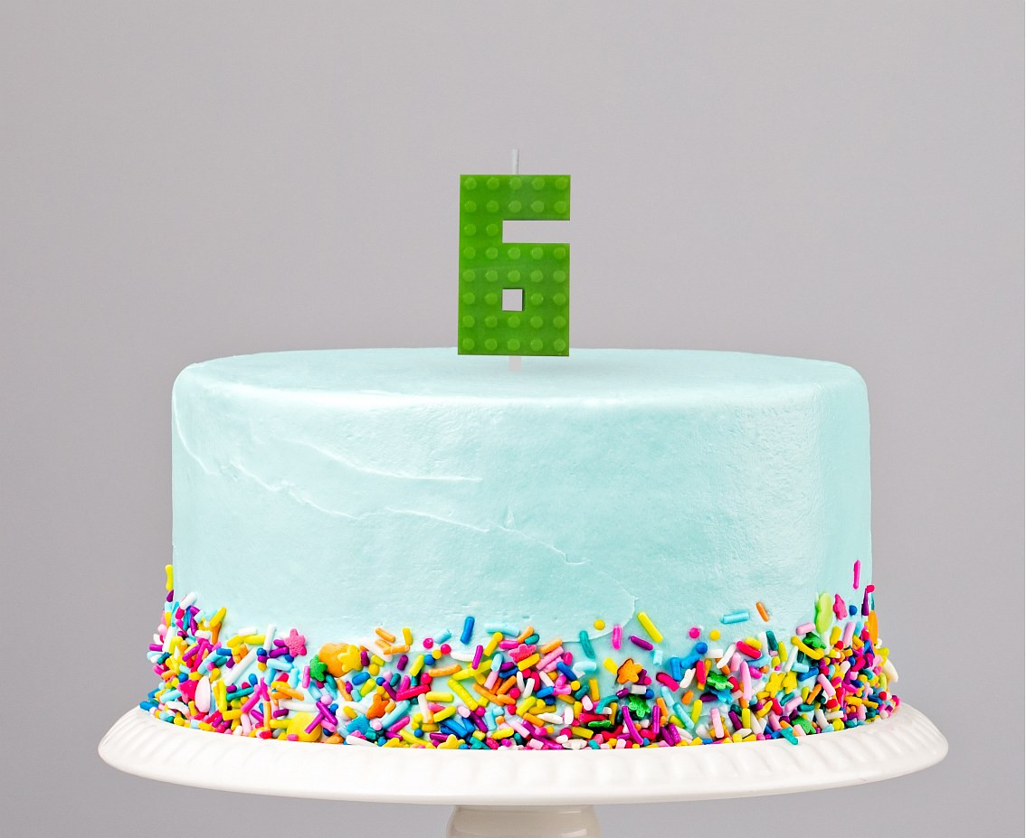Building Blocks birthday candle, digit 6, size 5.5 cm