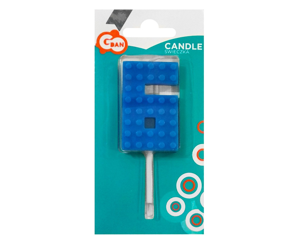 Building Blocks birthday candle, digit 6, size 5.5 cm