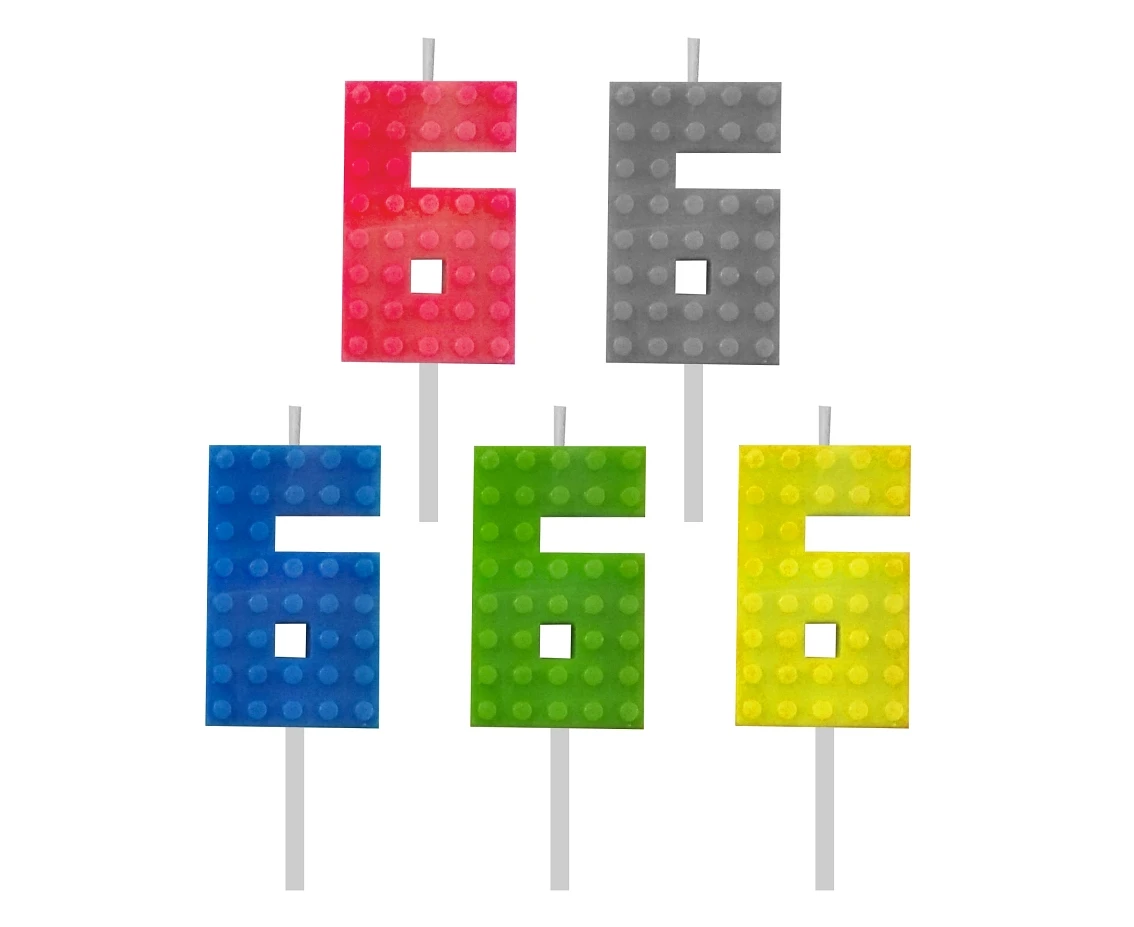 Building Blocks birthday candle, digit 6, size 5.5 cm