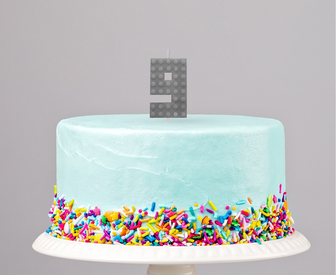 Building Blocks birthday candles, digit 9, size 5.5 cm