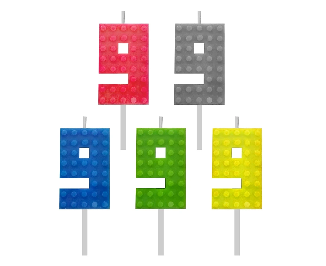 Building Blocks birthday candles, digit 9, size 5.5 cm