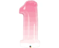 Foil balloon 38" QL Number 1, light pink, ombre EOL